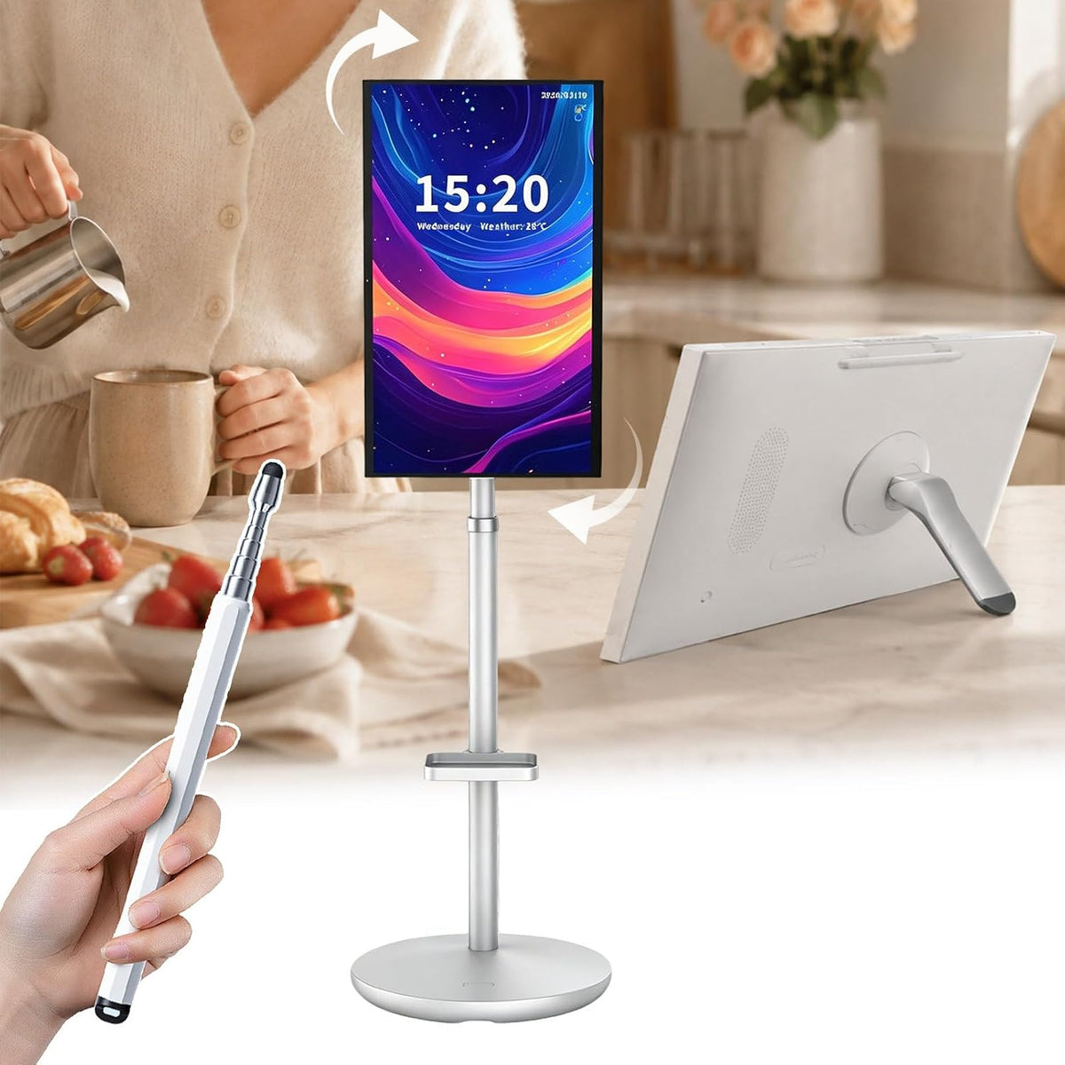 Biurko agreilduite – 24 cali, Czarny, Smart TV, przenośne – dotykowe, fitness, rozmowy