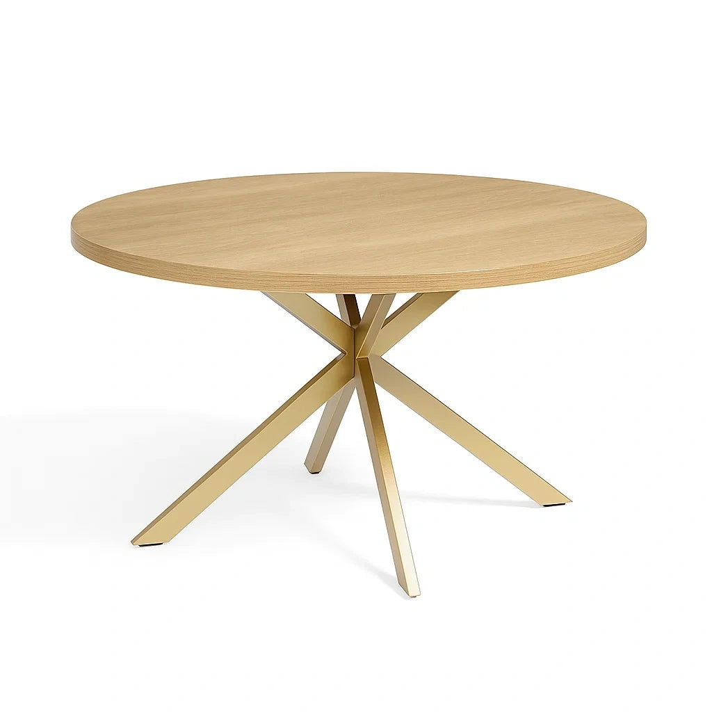 Runder Esstisch Holz Metall Gold 120 cm