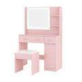 Schminktisch mit Spiegel und Hocker Rosa MDF-Holz 80x40x140 cm