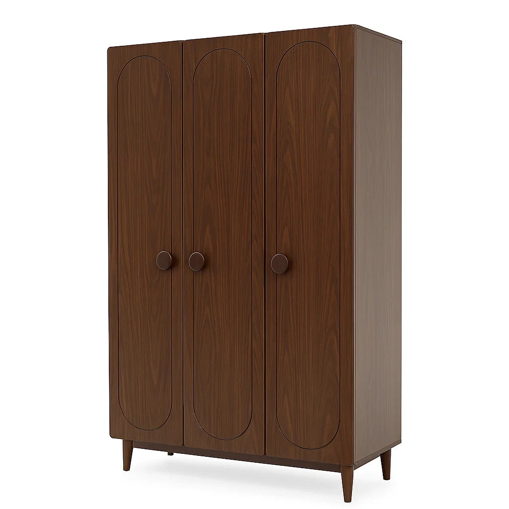 Dreiflügeliger Holzschrank Dunkelbraun 180x100x50cm
