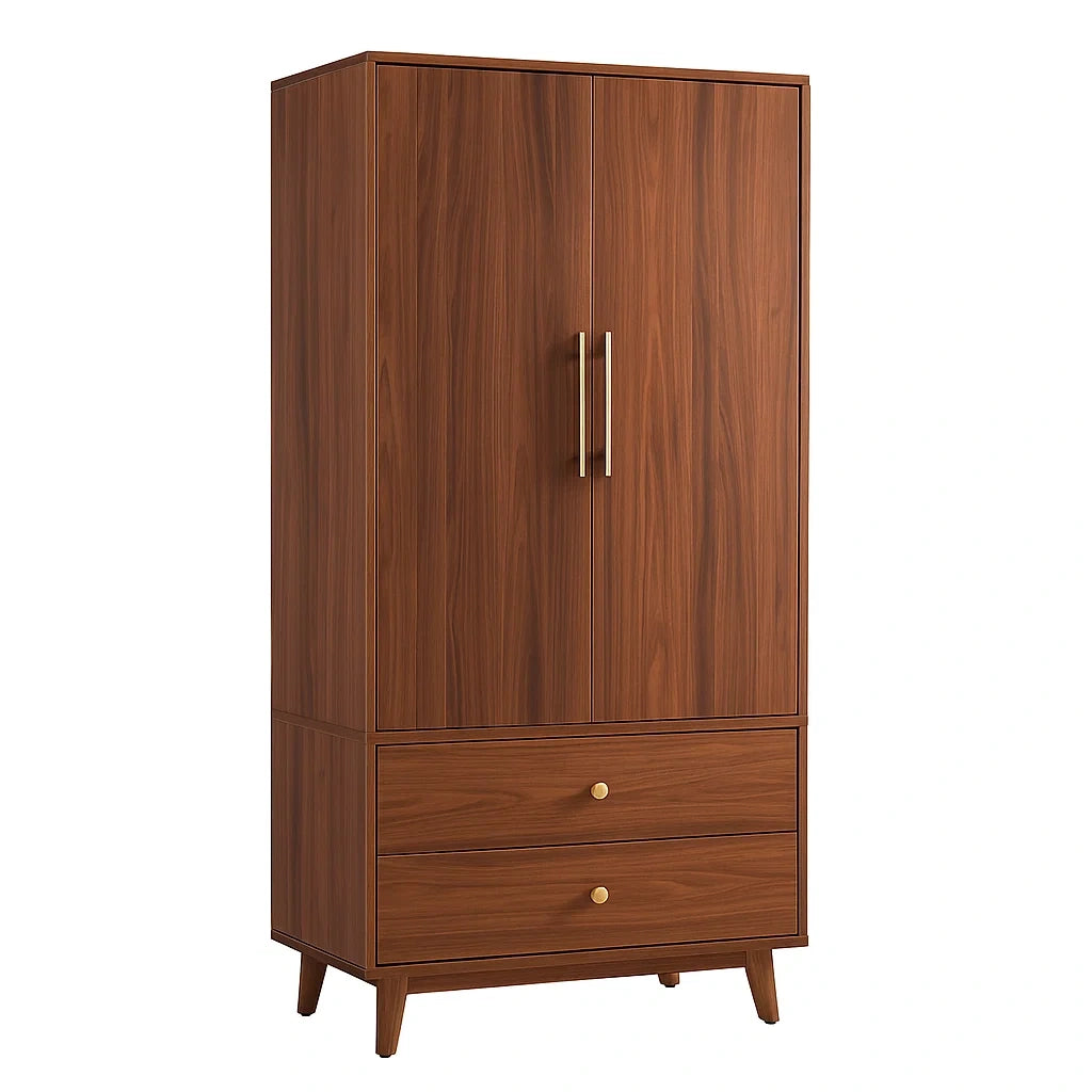 Kleiderschrank mit 2 Türen und 2 Schubladen aus Holz