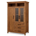 Massivholz-Kleiderschrank mit Glastüren und Schubladen