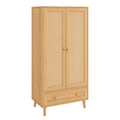 Kleiderschrank aus Kiefernholz und Rattangeflecht mit Schublade 180cm