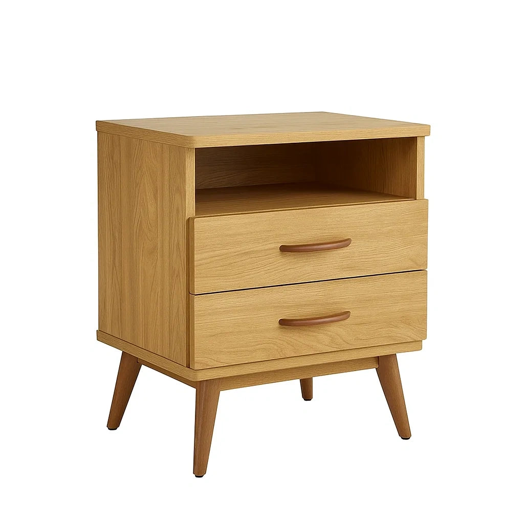 Nachttisch aus Holz mit 2 Schubladen