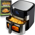 Frytkownica beztłuszczowa Nutrilovers, air fryer, 8 l, 2000 W – Czarny/Srebrny, stal nierdzewna, oświetlenie LED, timer – automatyczne wyłączanie