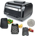 Korona Frytkownica, 6 l, Czarny / Srebrny, funkcja grilla – grill elektryczny, Elektryczny mini piekarnik do pizzy, 8 programów, grill