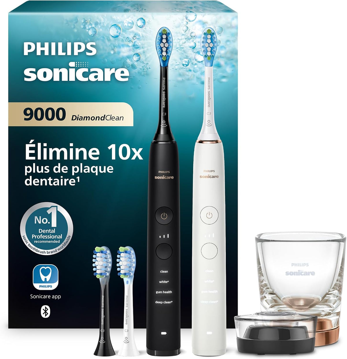 PHILIPS Sonic, HX9914, Czarny / Różowy – timer, HX9914 / 61 Czarna Złota Róża, Złączona elektryczna szczoteczka do zębów i gumy do żucia