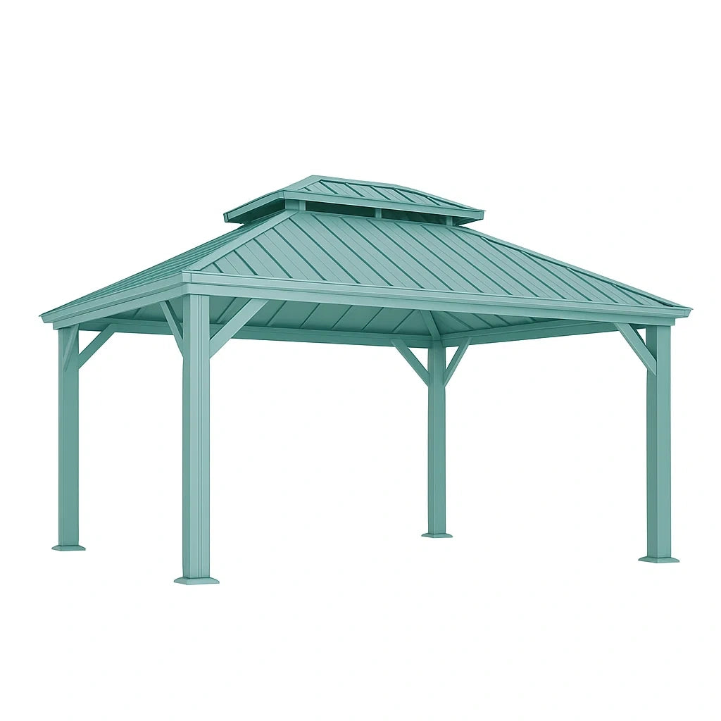 Gartenpavillon aus Aluminium mit doppeltem Dach in Grün 3x3m