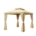 Pavillon Beige Stoff 3x3m mit Vorhängen