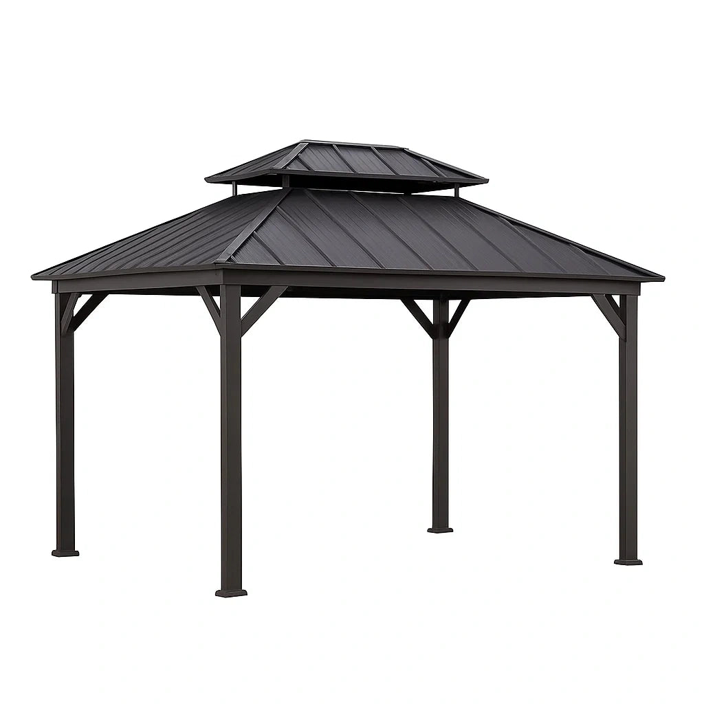 Gartenpavillon Aluminium Stahlblech Dunkelgrau 300x300 cm