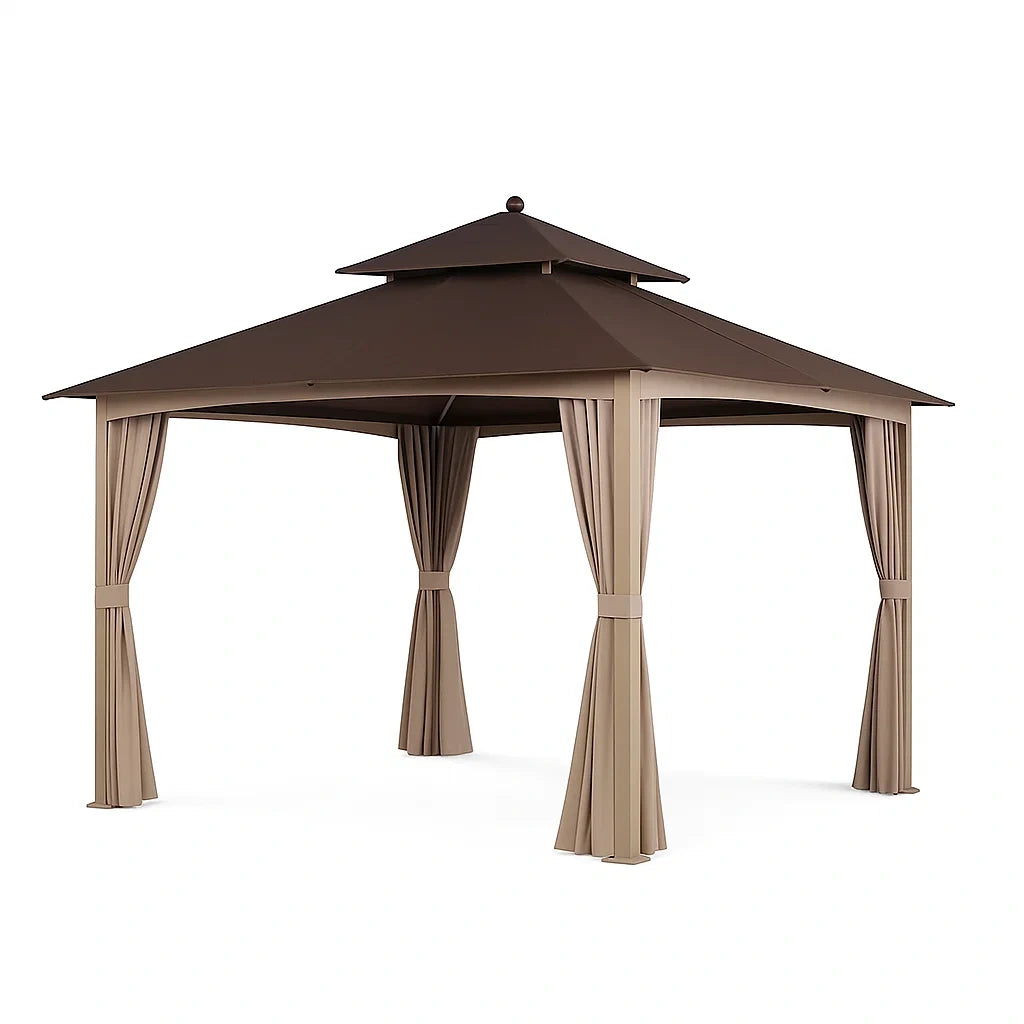 Pavillon aus Stahl und Polyester 3x3m Braun