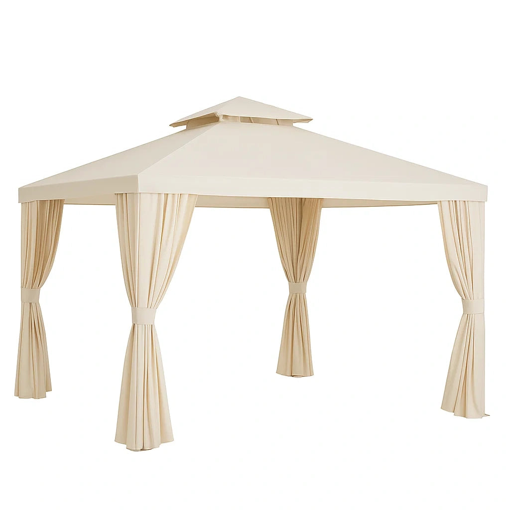 Gartenpavillon Beige Stahlrahmen Polyester Rechteckig 3x4m