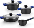 Zestaw garnków i patelni BRA, 20 cm, 3 litry – Czarny, aluminium, Bateria, bateria patelni i patelni – odlewane żelazo