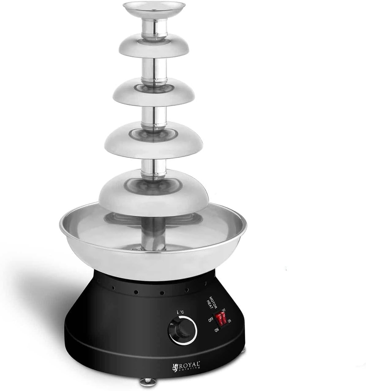 Fontanny i fondue z czekolady Royal Catering – RCCF-210, 4 l, 250 W, 4 kg – Czarny, RCCF- 210 Fondue, 30 do 110°C, regeneracja RCCF-210