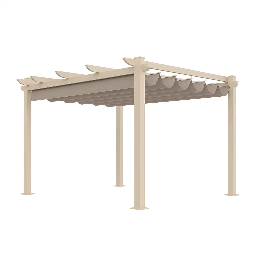 Aluminium Pergola Beige mit Polyestergewebe 3x3x2.25m