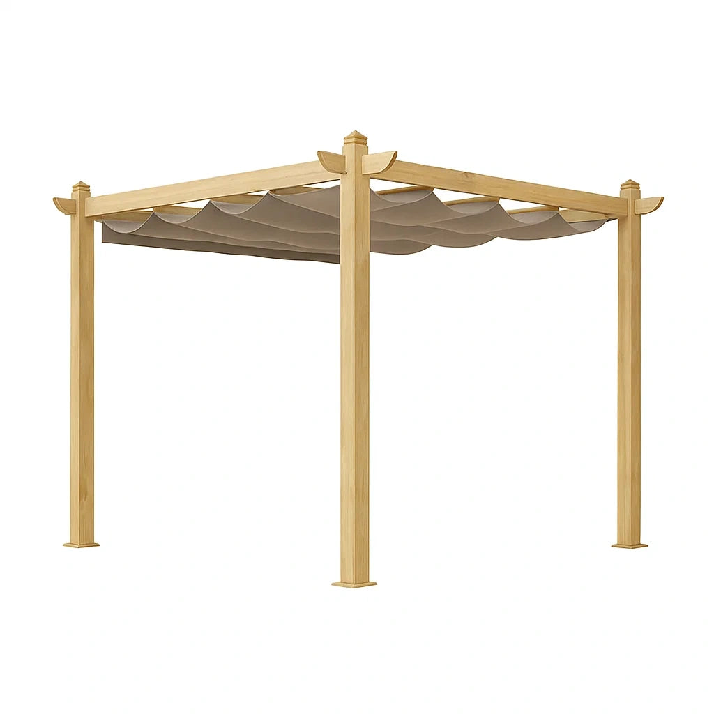 Kiefernholz Pergola mit verstellbarem Dach 300x300x250 cm Beige