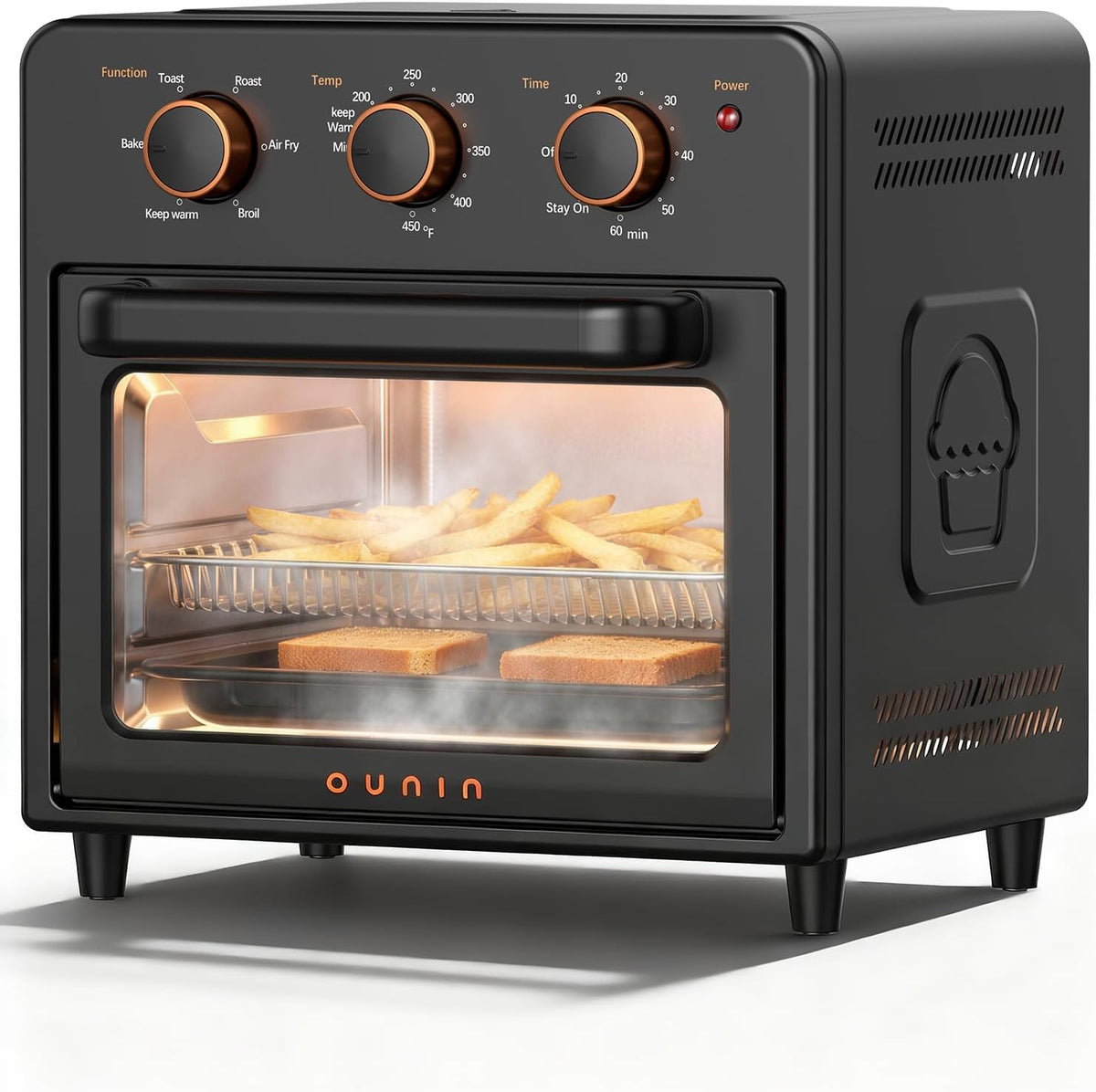 OUNIN Frytkownica beztłuszczowa, air fryer, 24 l, 11 W – 1,4 kg, Czarny, timer, funkcja grilla – automatyczne wyłączanie, Piekarnik 24 l