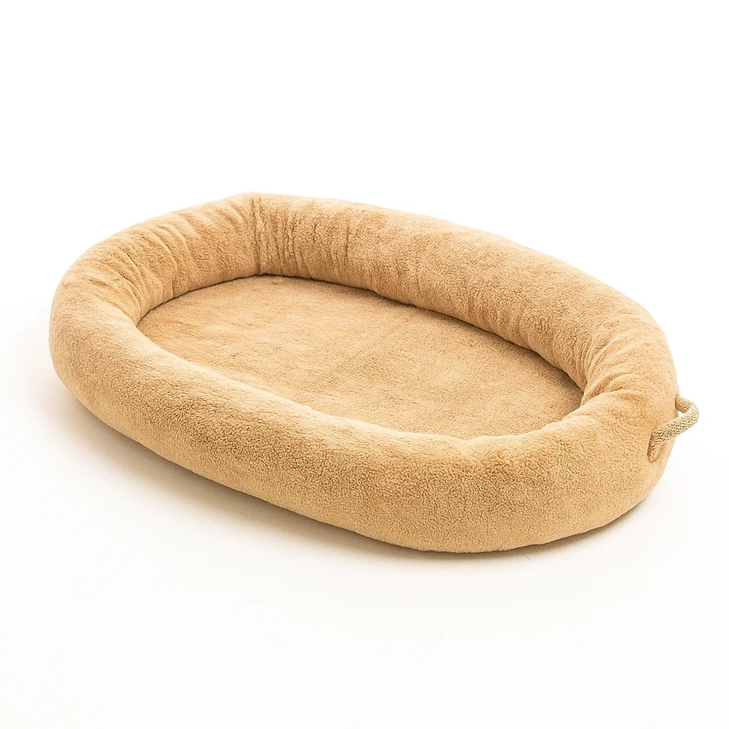 Hundebett Oval Plüsch Beige 80x60cm