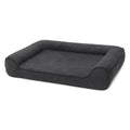 Hundebett Rechteckig Schwarz Mikrofaser Schaumstoff 100x80x20 cm