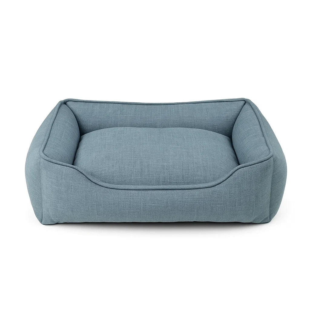 Rechteckiges Hundebett aus Stoff Blau 80x60x25 cm