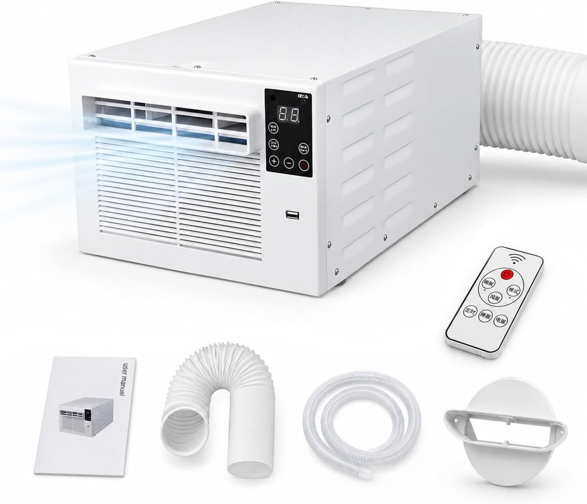 HCAUYNN Klimatyzator przenośny, klimatyzator mobilny, 750 W – 35 dB, 4 m, Biały, Klimatyzator – licznik czasowy