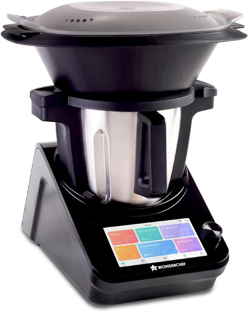 Robot kuchenny WONDERCHEF – 1800 W, Czarny/Srebrny, Wi-Fi, Chef Magic | All-in-One | Automatyczne siekanie – smażenie, mieszanie, ugniatanie