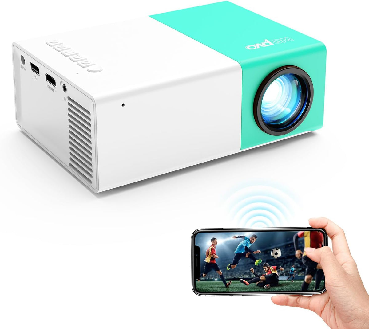 Projektor wepvo, Czarny, Bluetooth, Wi-Fi – Inteligentny telewizor, laptop, tablet, kompatybilny z telefonem – TV Stick