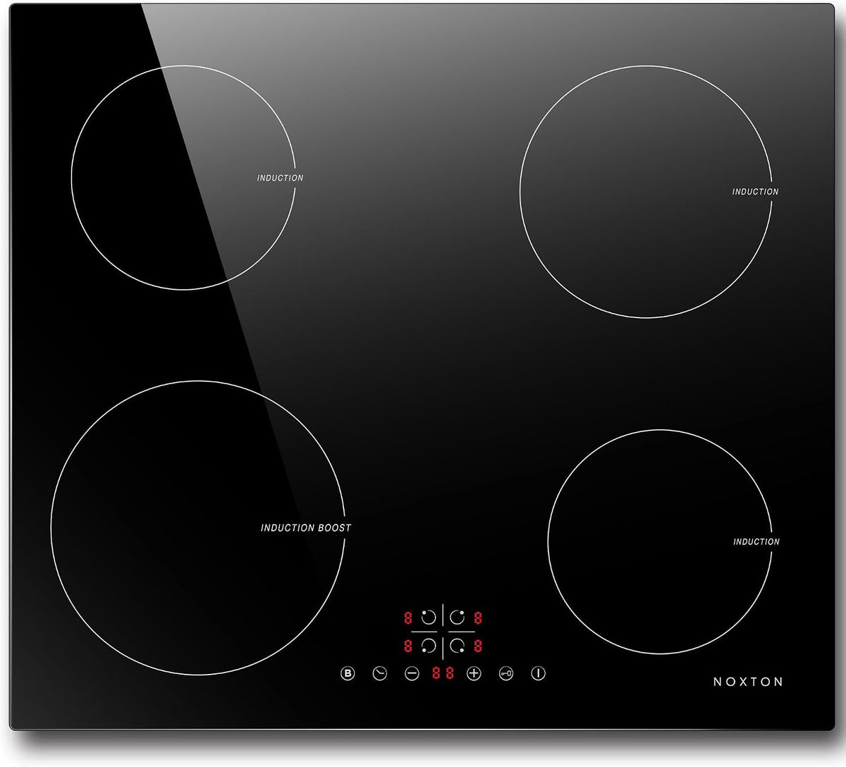 Płyta indukcyjna NOXTON, kuchenka indukcyjna – 220-240V, 60 cm, 240 V, 6400 W – Czarny, aluminium, timer, zabezpieczenie przed przegrzaniem