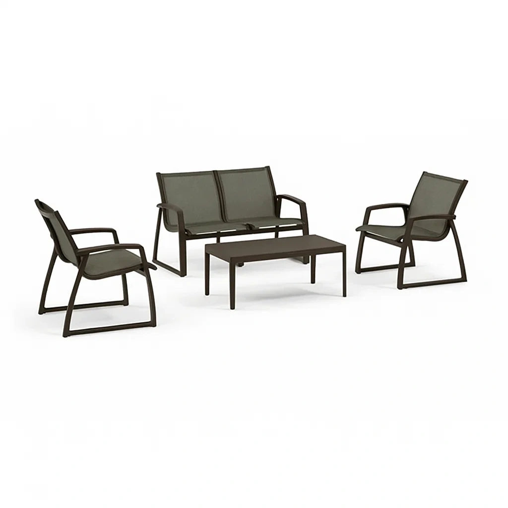 Metall Gartenmöbel-Set mit Tisch und Stühlen in Dunkelgrau