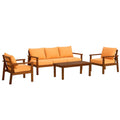 Gartenmöbel-Set aus Akazienholz mit Polyesterkissen in Orange