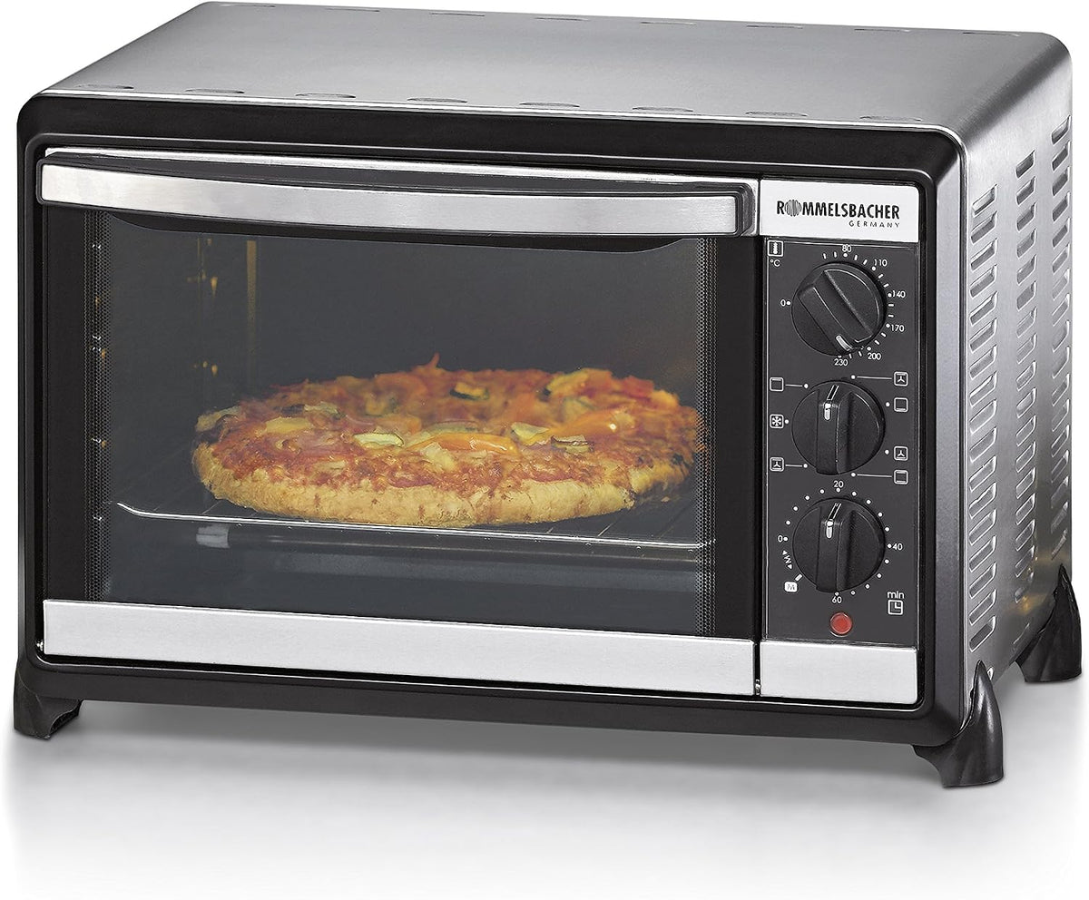 Mini piekarnik Rommelsbacher – 1055/E, 29 x 27,2 x 19,7 cm, 18 l, Czarny / Srebrny – E piekarnik elektryczny, E piec obrotowy, Import Niemcy 1055/E