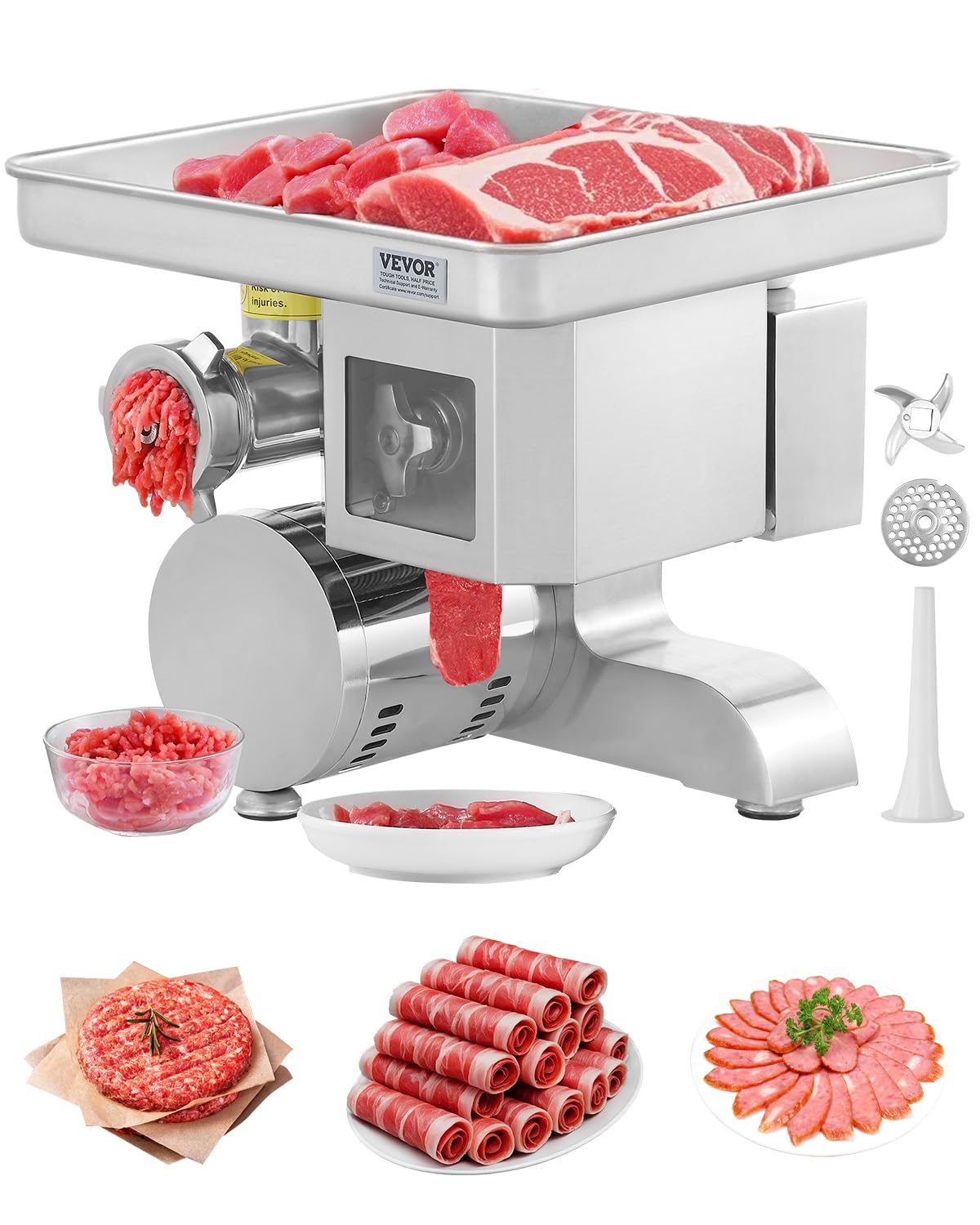 Krajalnica VEVOR – 5 kg, Srebrny, stal nierdzewna, maszynka do mięsa – styl licznika, do Rzeźnika Kuchnia