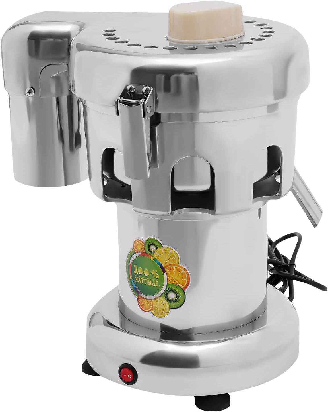 JAYEUW Wyciskarka do cytrusów, 370 W, 36,3 x 29 x 42,5 cm, Srebrny – stal nierdzewna, Elektryczne Citrus Press, Duża pojemność, 2800 obr. / min