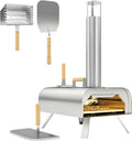 Outsunny Mini piekarnik, Srebrny – stal nierdzewna, Elektryczny do pizzy, przenośne, na zewnątrz – srebro, Pizza stone