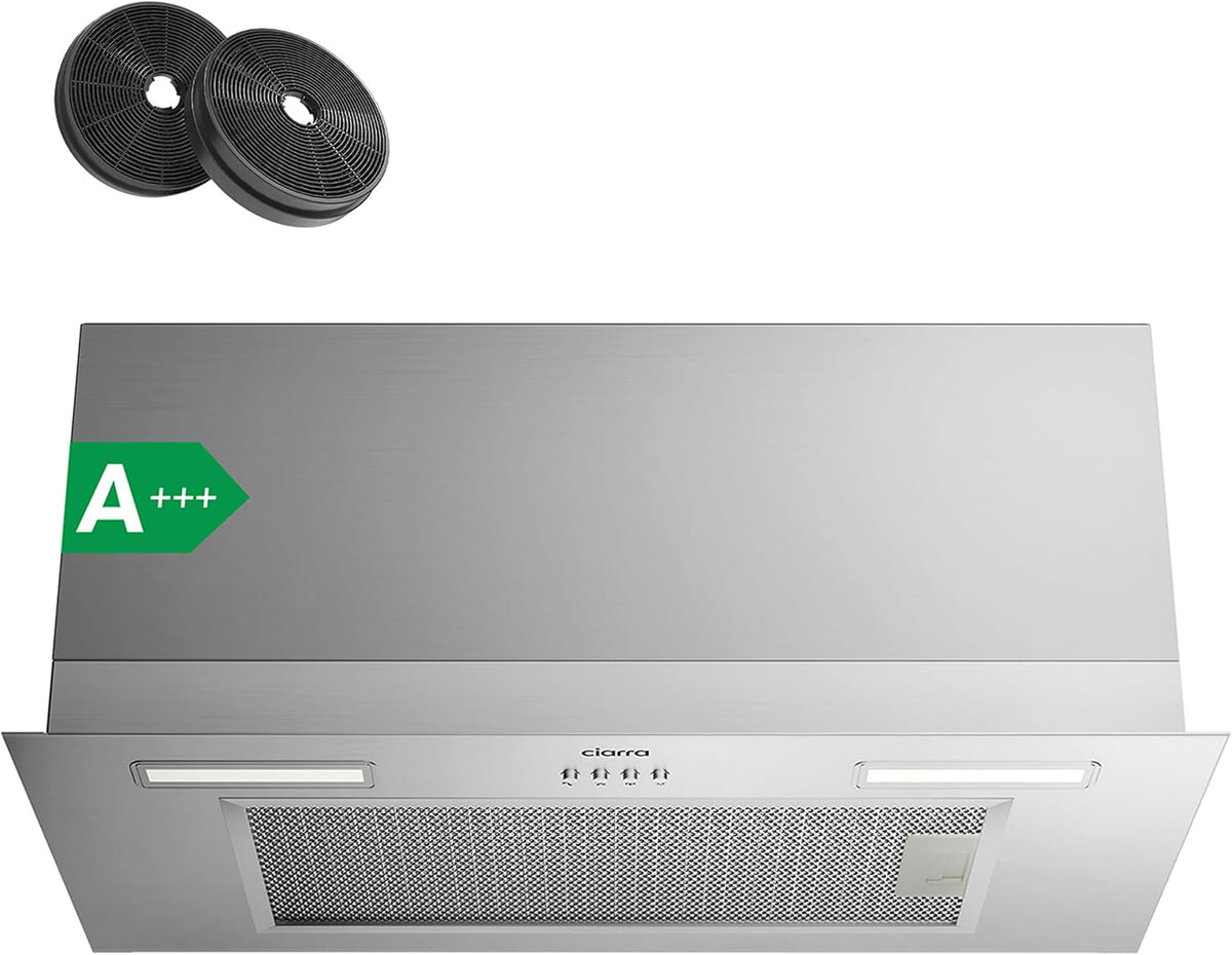 Okap kuchenny CIARRA, CBCS6926A, 60 cm, 60 dB – Srebrny, oświetlenie LED, CBCS6926A CBCF003, 704 m3 / h – klasa energetyczna A, ewakuacja i recykling