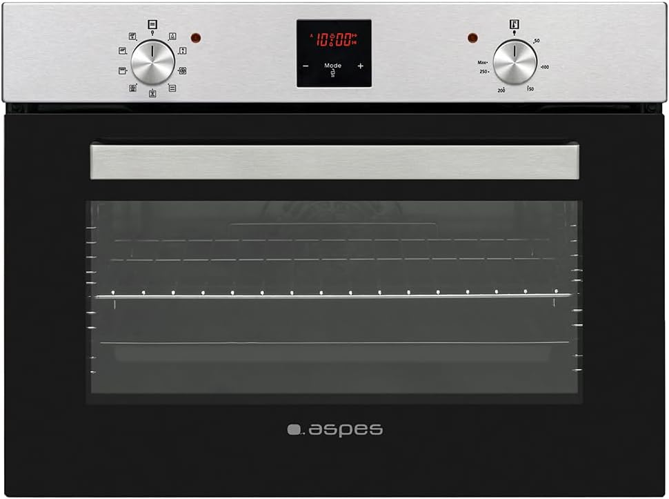Aspes Piekarnik do zabudowy, AHM9500DX – 50 l, 1200 W, Srebrny, stal nierdzewna – oświetlenie LED, Piec elektryczny AHM9500DX, 9 programów