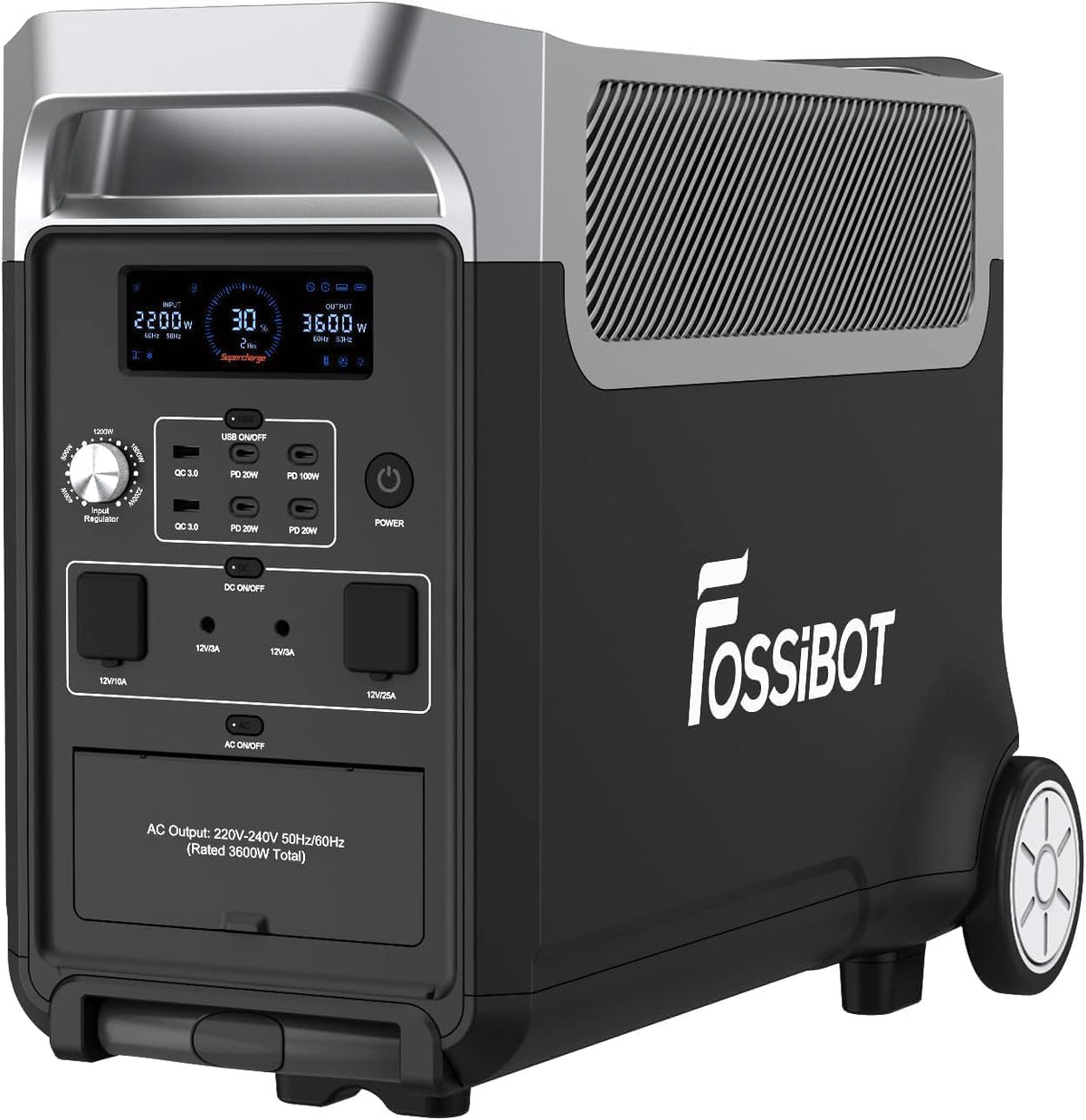 Agregatory FOSSiBOT – F3600, 3600 W, 3840 Wh, 11520 Wh – Czarny/Srebrny, Polska F3600 Pro przenośna Stacja zasilania, 3600W 3840Wh Power station