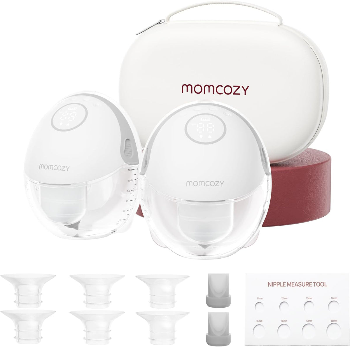 momcozy Laktatory – Szary, Pompa do mleka, pompa do karmienia piersią, Momcoy – szara, 295 mmHg, Zestaw 2