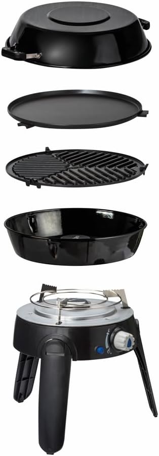 Grill Cadac, 32 x 32 x 38,8 cm, 4 kg, 2 W – Czarny, składana konstrukcja, Przenośny gazowy Safari Chef 30 LP Powłoka ceramiczna Camping