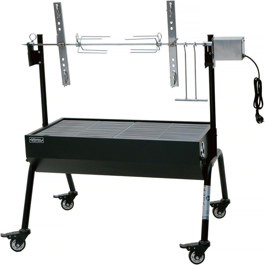Grill Habitat et Jardin, 85 x 39,5 cm – 12 kg, Czarny, Węgiel rożen wyposażony w elektryczne wrzeciono 'Senator'