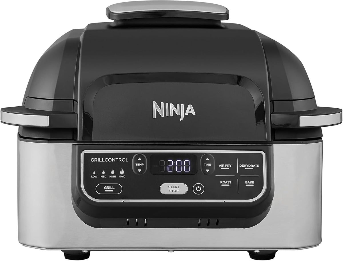 Frytkownica Ninja, AG301EU – 5,7 l, 25 cm, 8,4 kg, Czarny/Srebrny – funkcja grilla, Foodi Grill i beztluszczowa, smażenie bez oleju, grilowanie