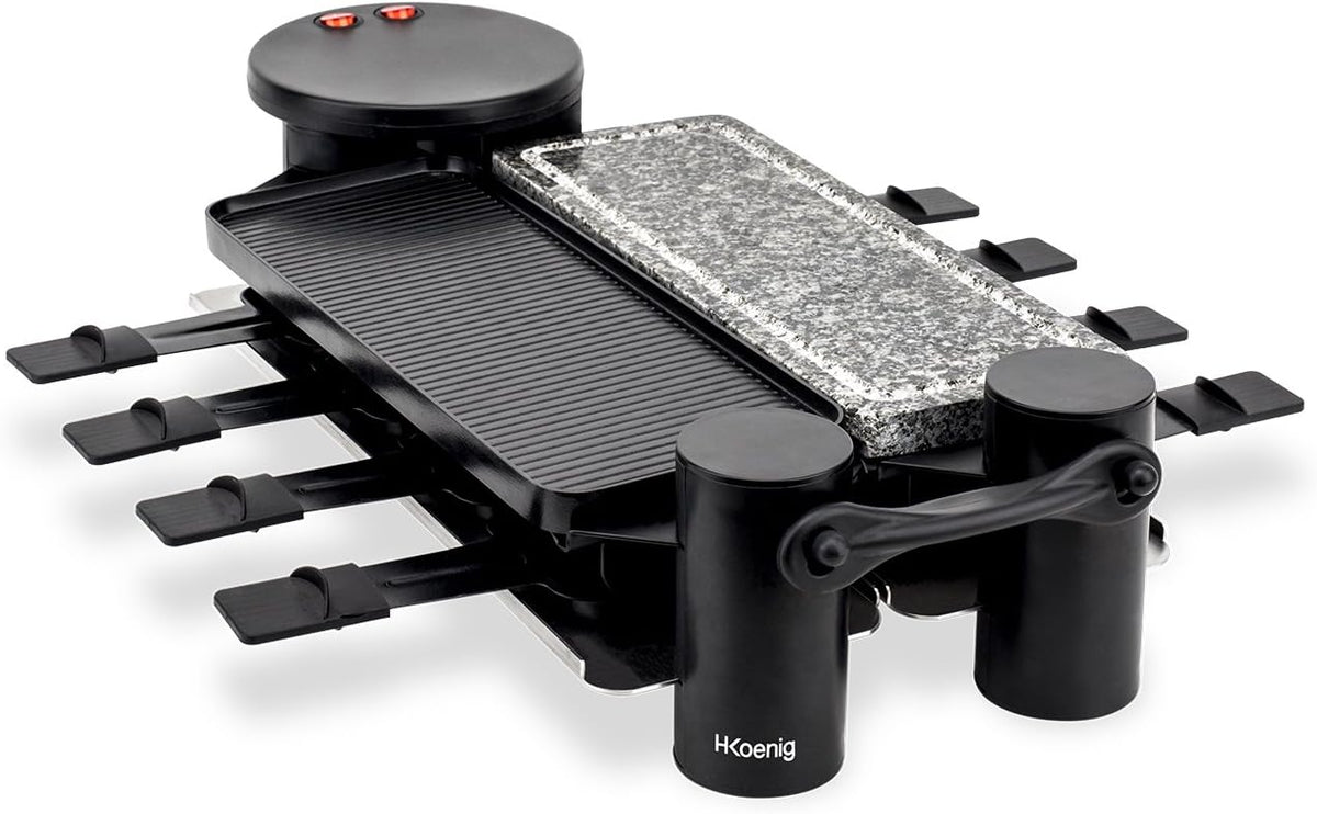 H.Koenig Grill, RP360, 1200 W, Czarny/Szary – modułowa konstrukcja, RP360 wielofunkcyjne urządzenie do raclette, 8 osób, modułowe – obracane o 360°