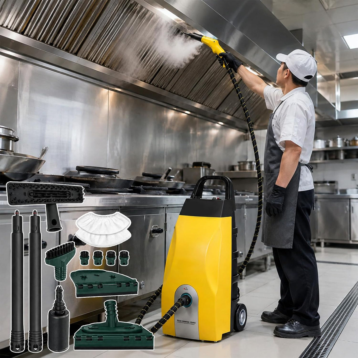 Myjka parowa agreilduite, 3000 W, 5 M, 120 ml – Żółty, Czyszczenie parowe, profesjonalne, wykorzystanie podłogi – kuchnia, samochód