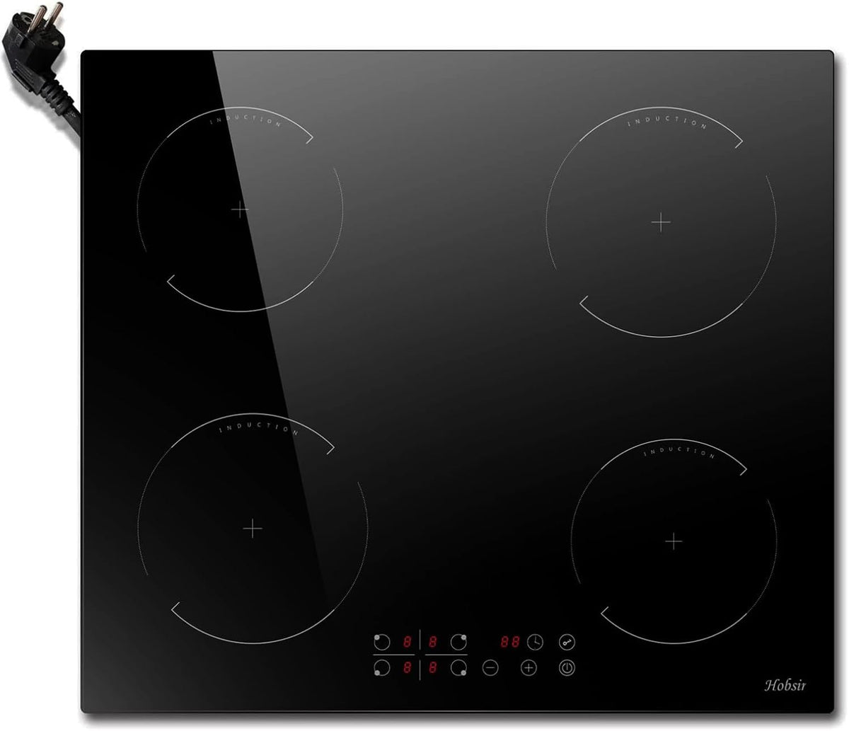 Hobsir hob Płyta indukcyjna, kuchenka indukcyjna, 52 × 59 CM, 3500 W – 240 V, Czarny, Hobsir płyta grzewcza płyta grzewcza, 4 pola grzewcze