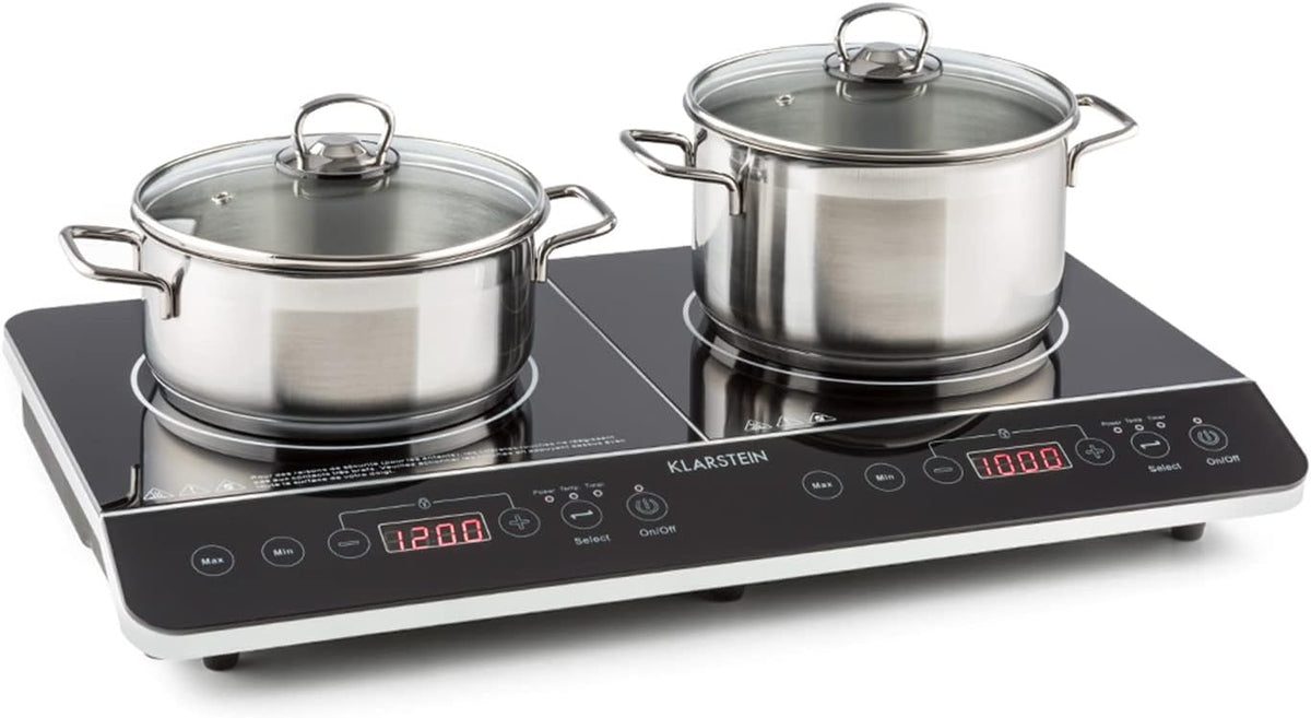 Klarstein Płyta indukcyjna, kuchenka indukcyjna, 3500 W, 60 x 7 x 36 cm – 240 V, Czarny/Srebrny, oświetlenie LED, timer