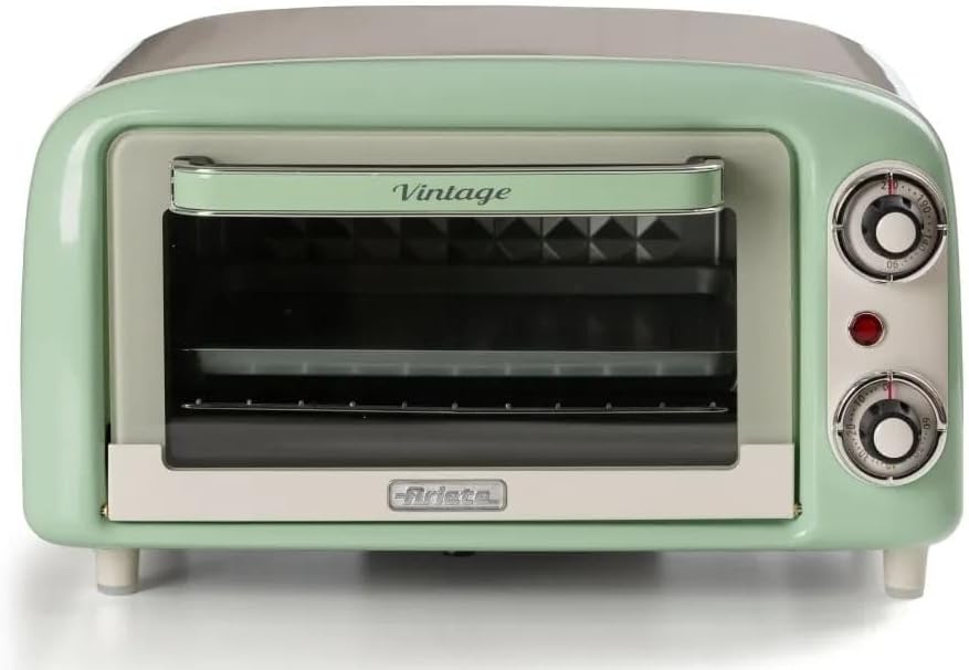 Grill Ariete, 10 l, 800 W – Srebrny / Zielony, stal nierdzewna, mini piekarnik, Piec elektryczny – licznik, zieleń
