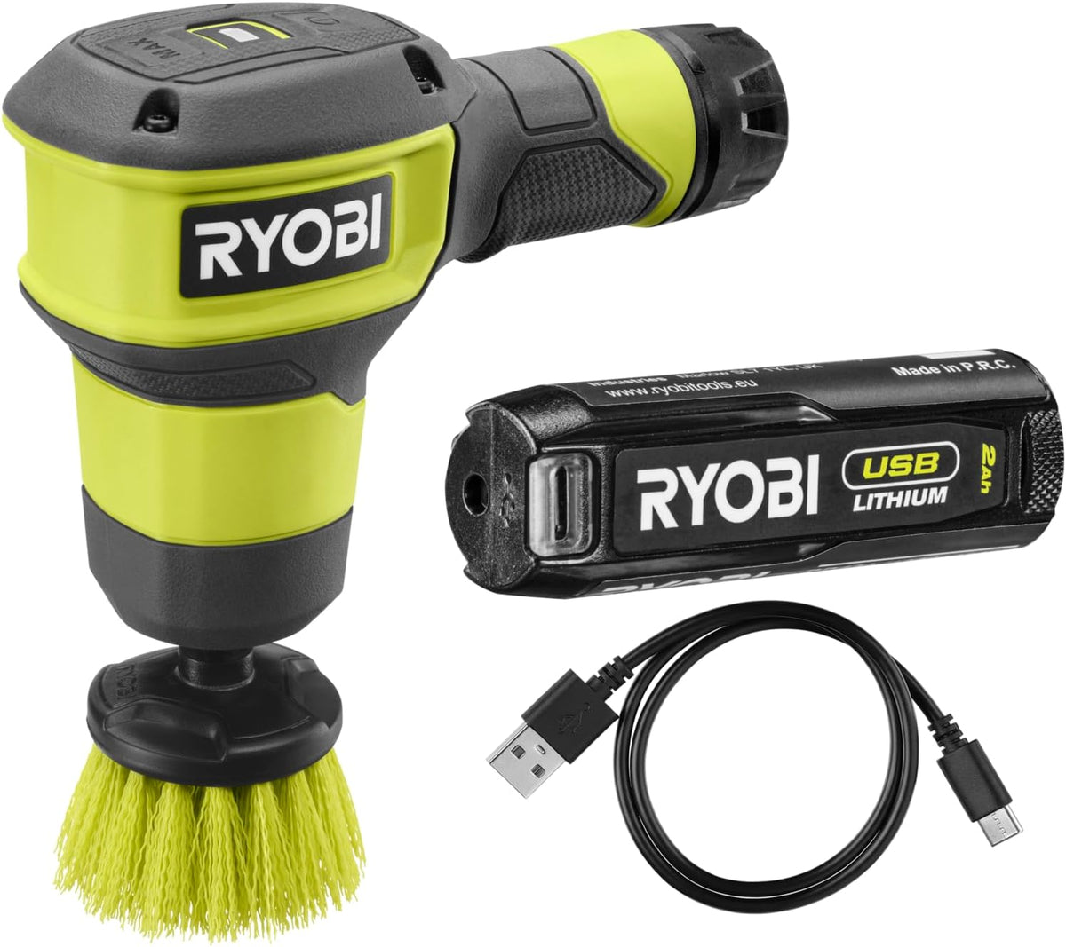 RYOBI Szczotki, RSCR4, 120 G – 4 V, Czarny, USB, RSCR4- 120 G IPX7-1 Bateria – Szczotka, USB RSCR4-120 G