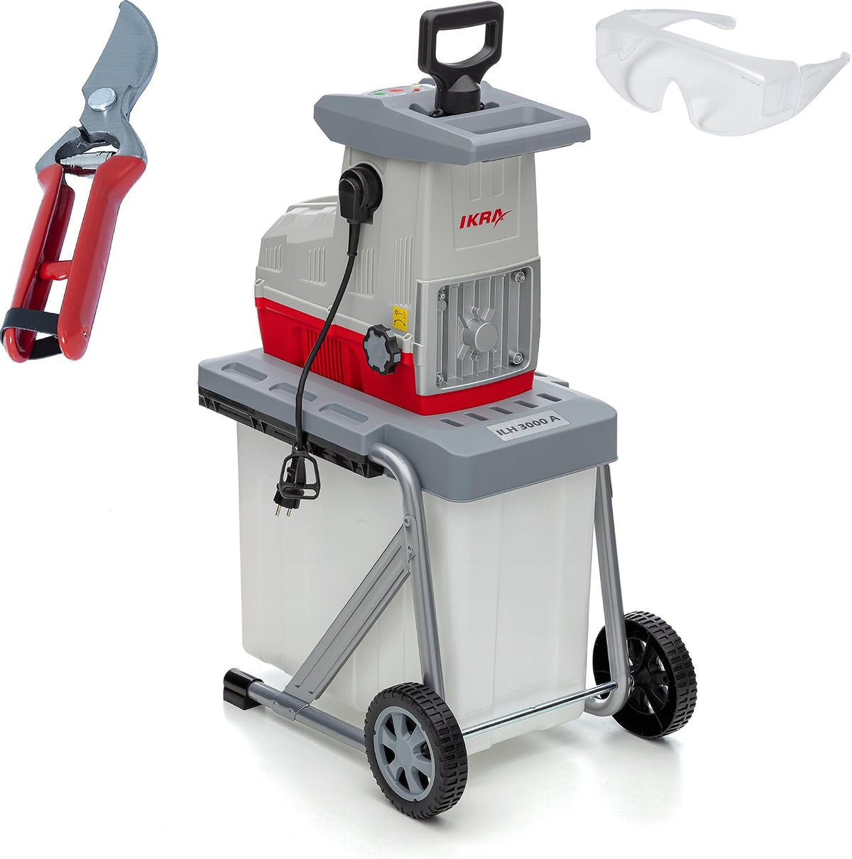 Ikra Maszyny do rozdrabniania, 3000A – 3000 W, 60 litrów, 44 mm, Czarny – ILH 3000A z odwróceniem, Cichy i wytrzymały
