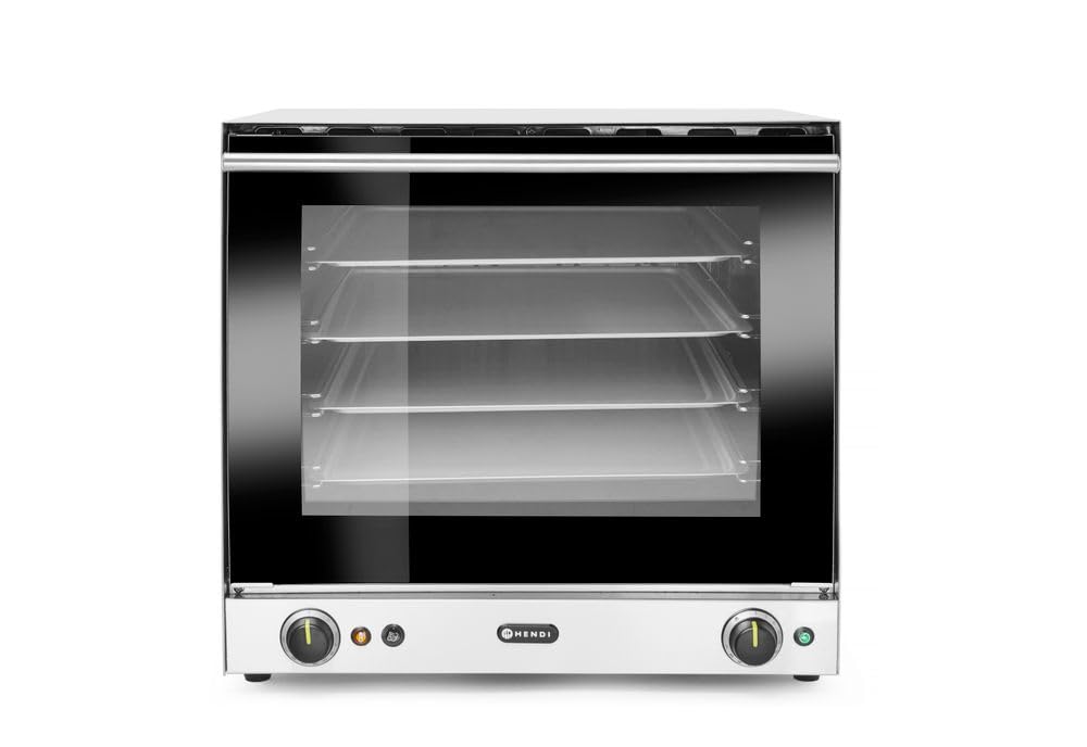 HENDI Piekarniki, H90S, 2670 W – 230 V, 570 mm, Srebrny, stal nierdzewna – Piec elektryczny H90S, 50 do 300°C, profesjonalny