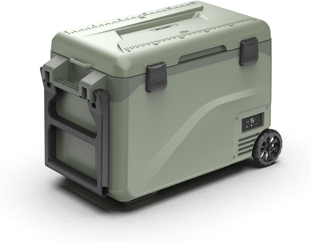 Lodówka zcamp, GD40W – 43 l, 24 V, 1 x 2,5 m, Zielony/Czarny – składana konstrukcja, oświetlenie LED, elektryczna, przenośna – kempingowa, zamrażarka